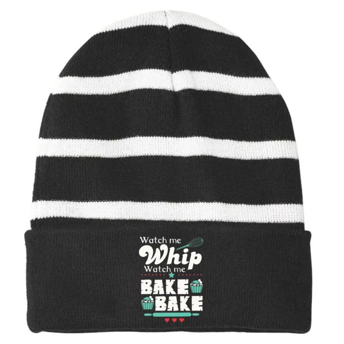 Baking Gifts For Women & Men Funny Cupcake Lover For Bakers Striped Beanie with Solid Band