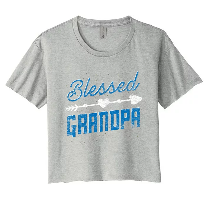 Blessed Grandpa Family Pop Pop Fathers Day Grandpa Gift Women's Crop Top Tee