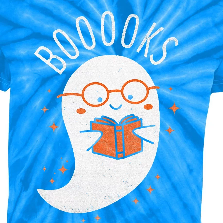 Booooks Ghost Funny Halloween Teacher Book Library Reading Kids Tie-Dye T-Shirt