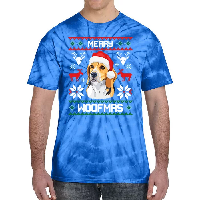 Beagle Gift For Merry Christmas Woofmas Clothes Ugly Gift Tie-Dye T-Shirt