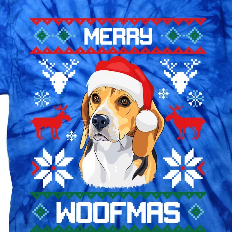 Beagle Gift For Merry Christmas Woofmas Clothes Ugly Gift Tie-Dye T-Shirt