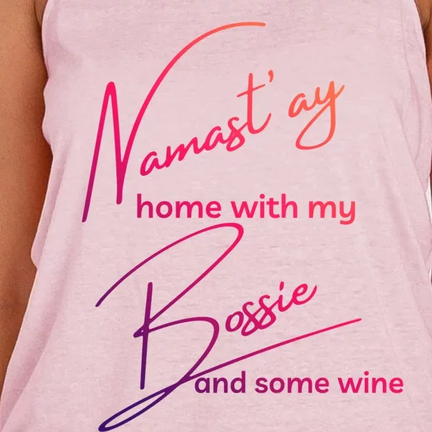 Bossie Gift Funny Nama'stay For Yoga And Dog Lovers Gift Women's Knotted Racerback Tank