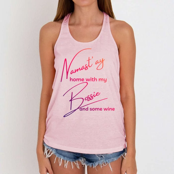 Bossie Gift Funny Nama'stay For Yoga And Dog Lovers Gift Women's Knotted Racerback Tank