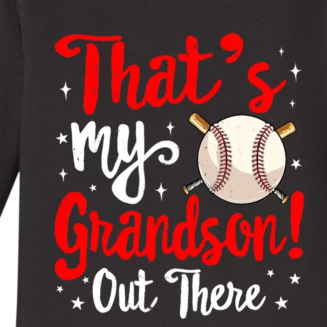 Baseball Grandma Funny That's My Grandson Out There Baseball Baby Long Sleeve Bodysuit