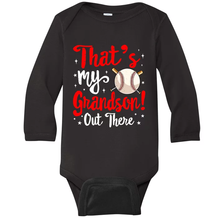 Baseball Grandma Funny That's My Grandson Out There Baseball Baby Long Sleeve Bodysuit