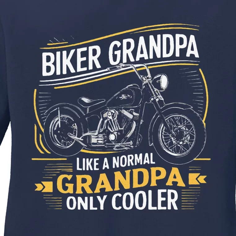 Biker Grandpa FatherS Day Like A Normal Grandpa Motorcycle Ladies Long Sleeve Shirt