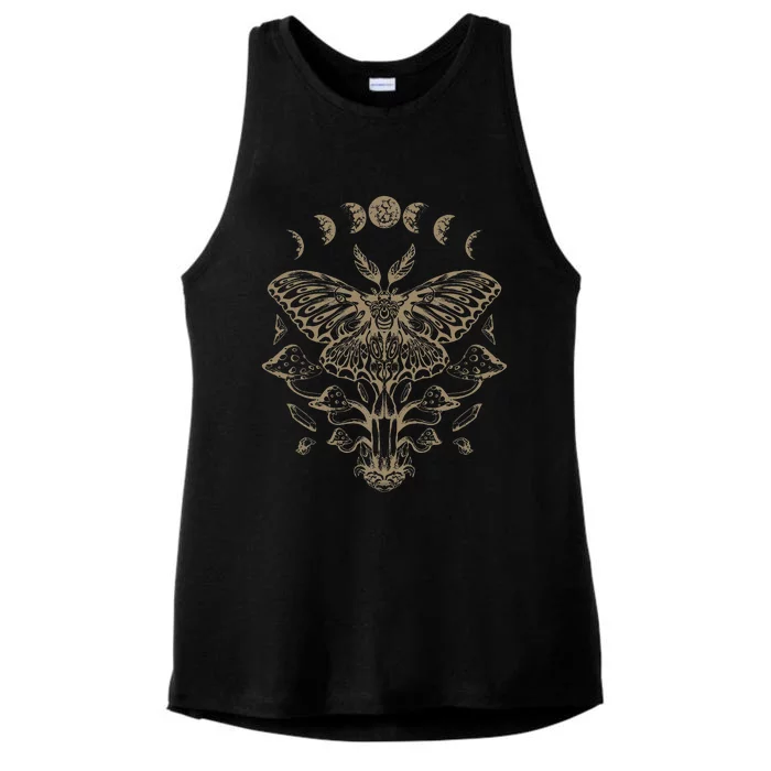 Butterfly Grunge Fairycore Aesthetic Luna Moth Mushrooms Ladies Tri-Blend Wicking Tank