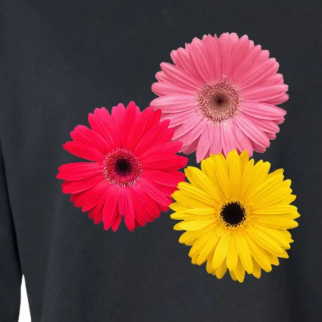 Blooming Gerbera Flower Daisies Gerberas Daisy Flowery Cropped Pullover Crew