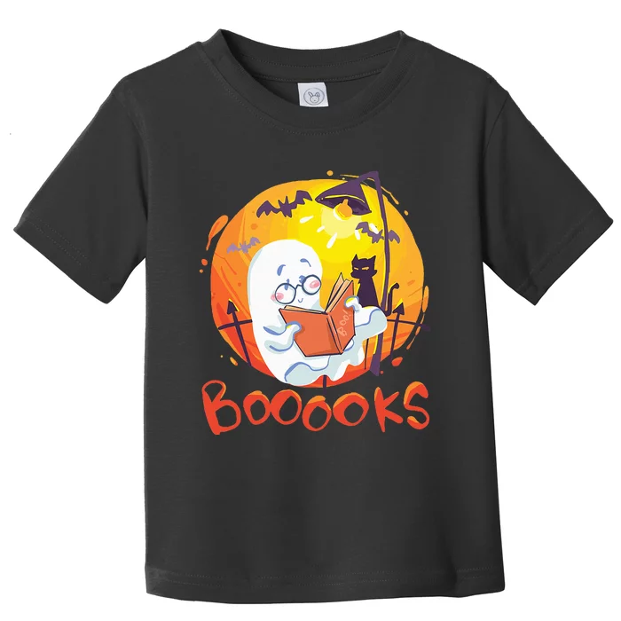 Booooks Ghost Funny Halloween Teacher Book Library Reading Toddler T-Shirt