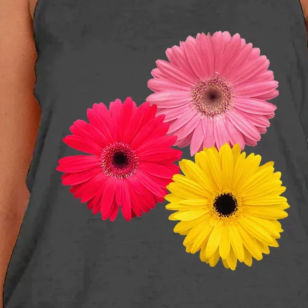 blooming gerbera flower daisies gerberas daisy flowery Women's Knotted Racerback Tank