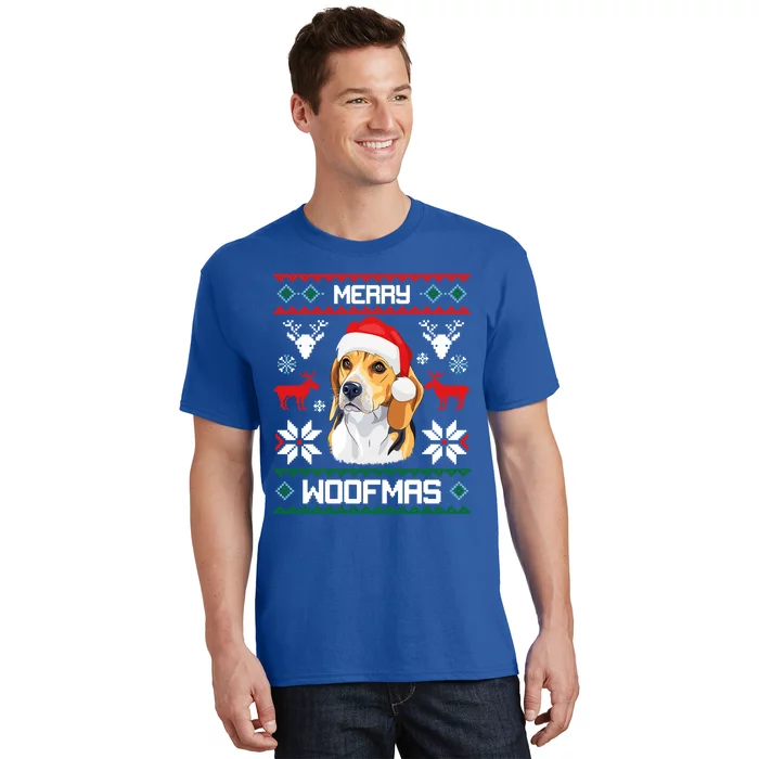 Beagle Gift For Merry Christmas Woofmas Clothes Ugly Funny Gift T-Shirt