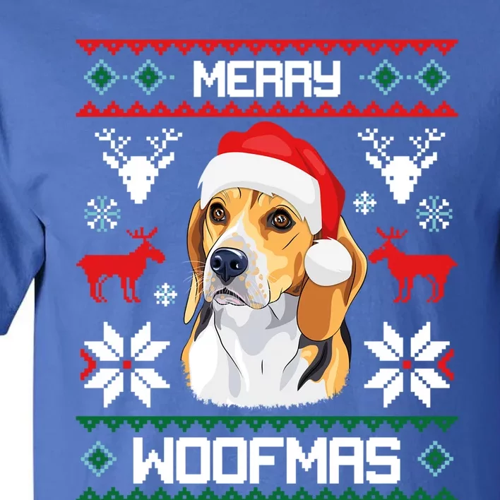 Beagle Gift For Merry Christmas Woofmas Clothes Ugly Funny Gift Tall T-Shirt