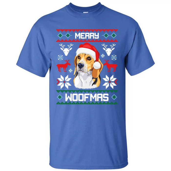 Beagle Gift For Merry Christmas Woofmas Clothes Ugly Funny Gift Tall T-Shirt