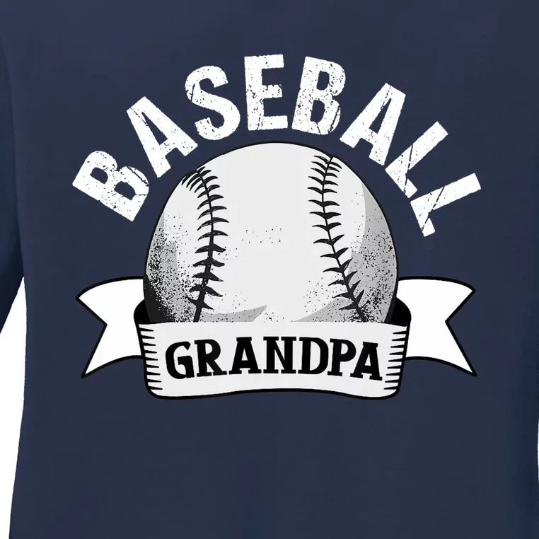 Baseball Grandpa - Funny Baseball Grandfather Ladies Long Sleeve Shirt