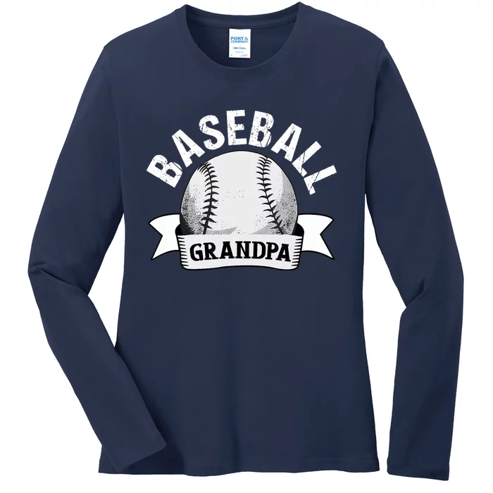 Baseball Grandpa - Funny Baseball Grandfather Ladies Long Sleeve Shirt