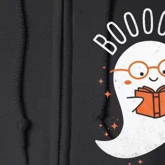 Booooks Ghost Funny Halloween Teacher Book Library Reading Full Zip Hoodie