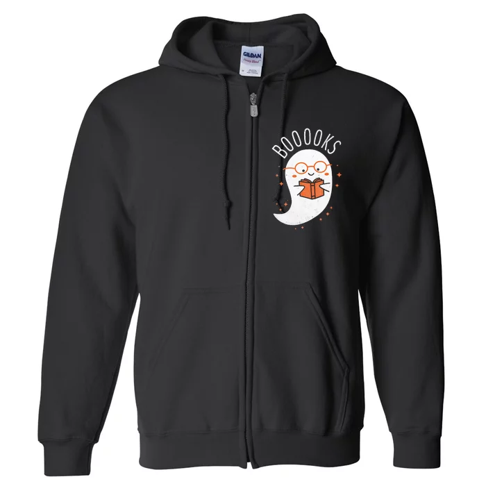 Booooks Ghost Funny Halloween Teacher Book Library Reading Full Zip Hoodie