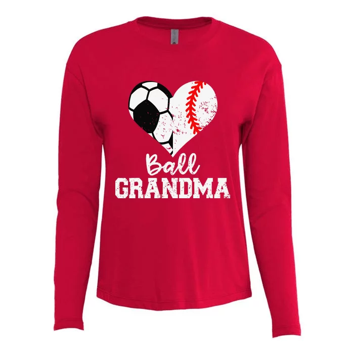 Ball Grandma Funny Soccer Baseball Grandma Womens Cotton Relaxed Long Sleeve T-Shirt