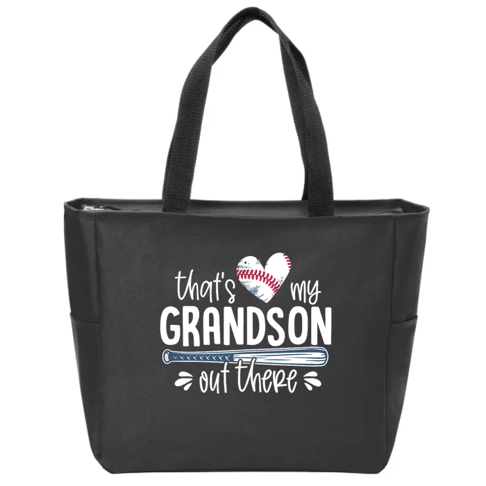 Baseball Gift for Grandparents That's My Grandson Out There Zip Tote Bag