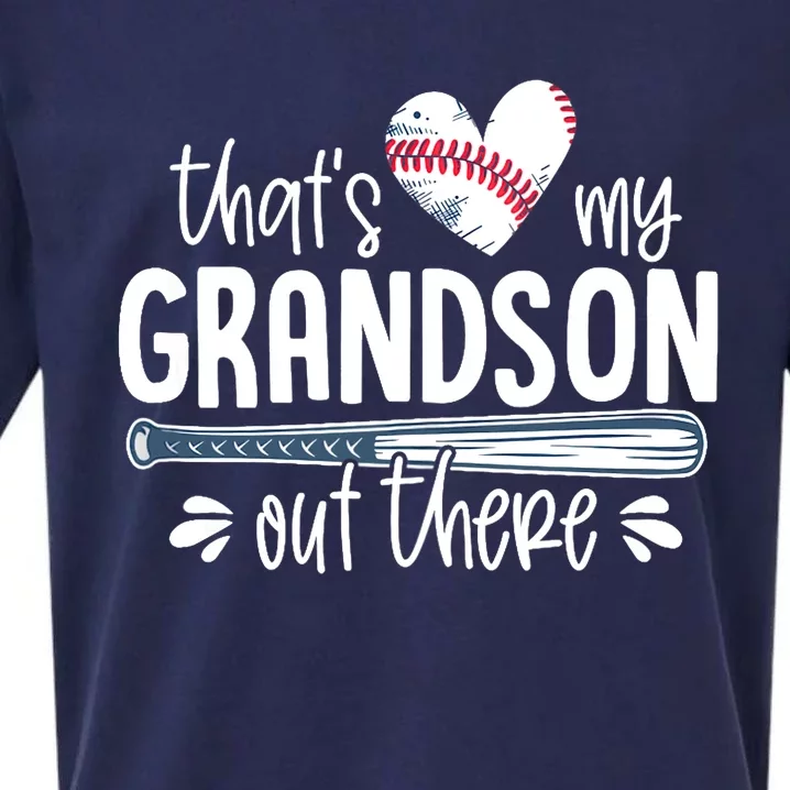 Baseball Gift for Grandparents That's My Grandson Out There Sueded Cloud Jersey T-Shirt