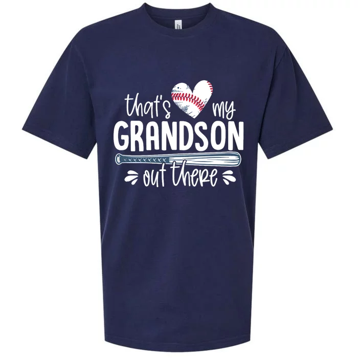 Baseball Gift for Grandparents That's My Grandson Out There Sueded Cloud Jersey T-Shirt