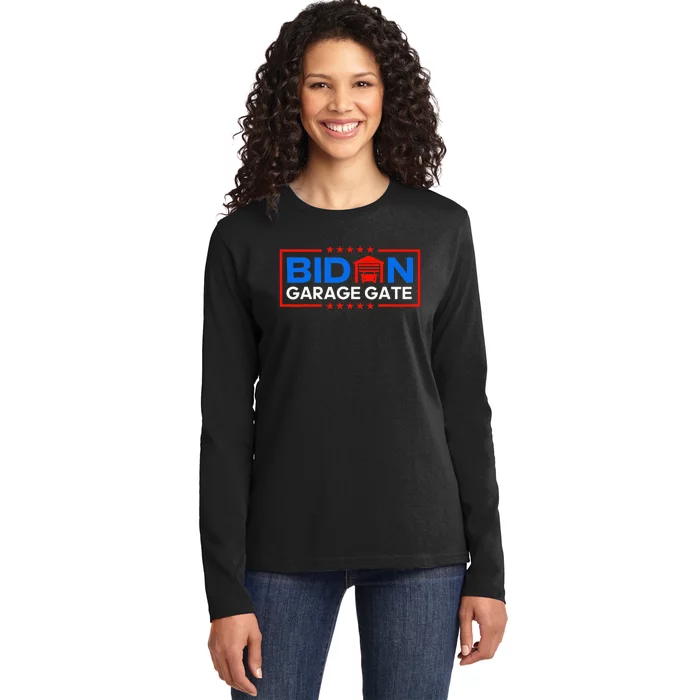 Biden Garage Funny Anti Biden - Garage Gate Political Humor Ladies Long Sleeve Shirt