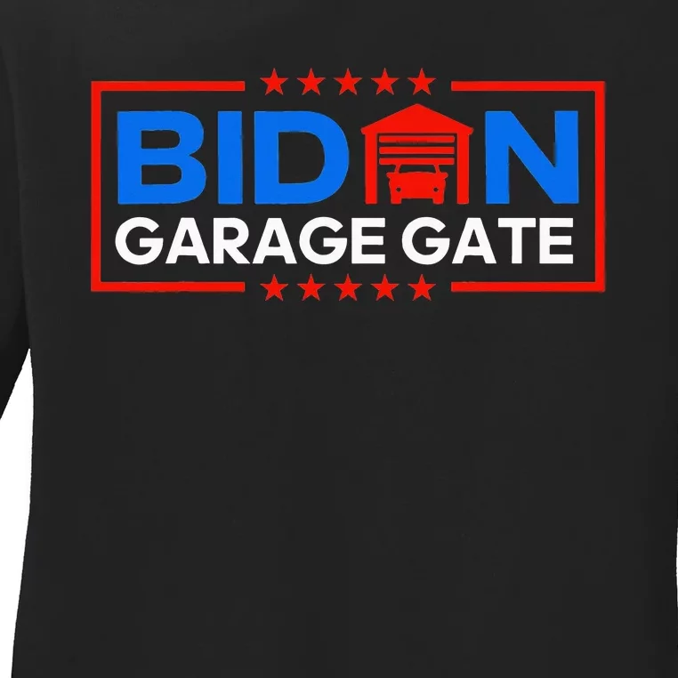 Biden Garage Funny Anti Biden - Garage Gate Political Humor Ladies Long Sleeve Shirt