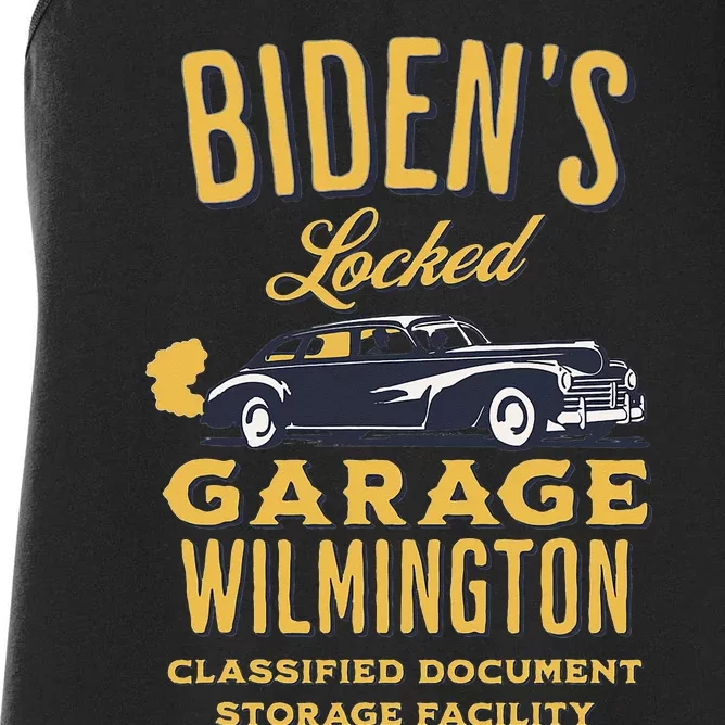 Biden's Garage Funny Anti-Biden Political Joke Garage Sign Women's Racerback Tank