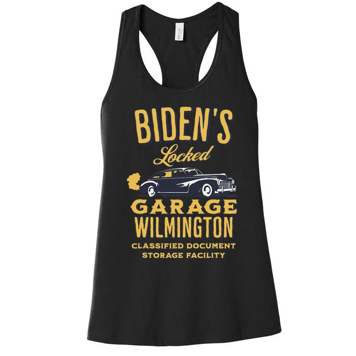 Biden's Garage Funny Anti-Biden Political Joke Garage Sign Women's Racerback Tank