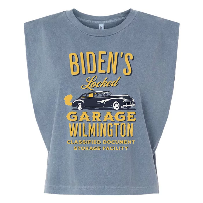 Biden's Garage Funny Anti-Biden Political Joke Garage Sign Garment-Dyed Women's Muscle Tee