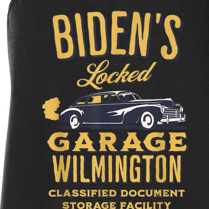 Bidens Garage Funny AntiBiden Political Joke Garage Sign Women's Racerback Tank