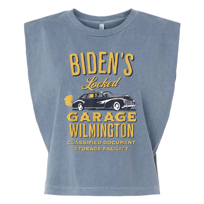 Bidens Garage Funny AntiBiden Political Joke Garage Sign Garment-Dyed Women's Muscle Tee