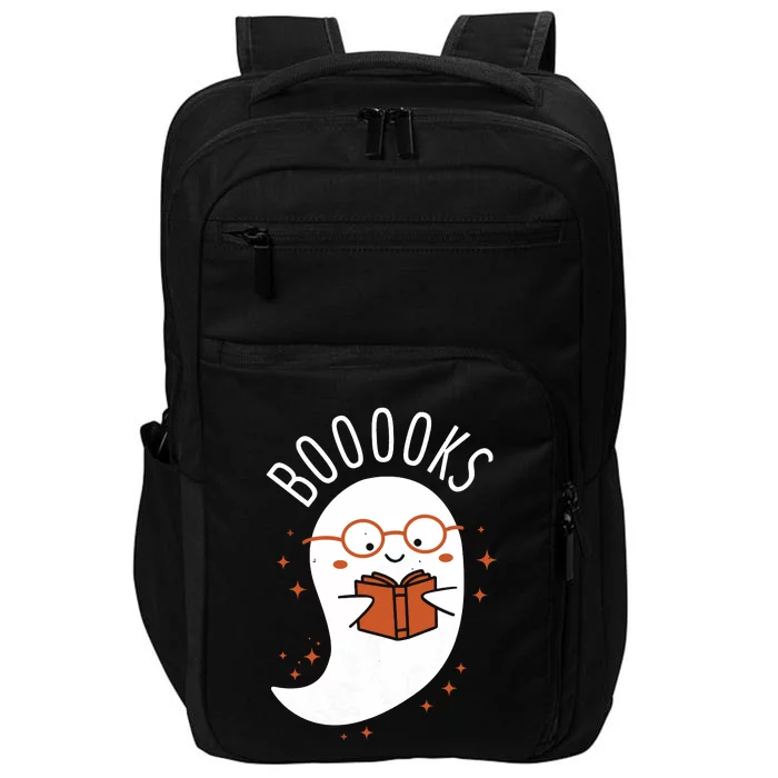 Booooks Ghost Funny Halloween Teacher Book Library Reading Impact Tech Backpack