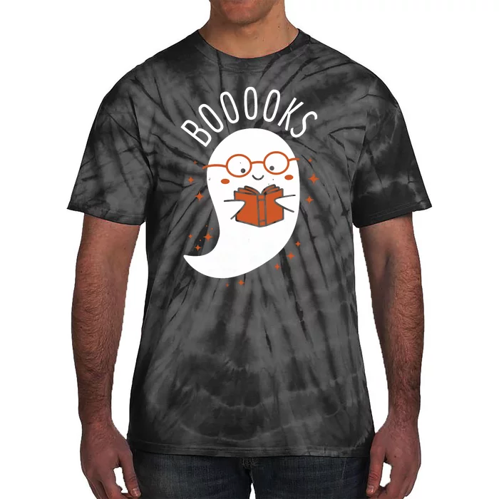 Booooks Ghost Funny Halloween Teacher Book Library Reading Tie-Dye T-Shirt