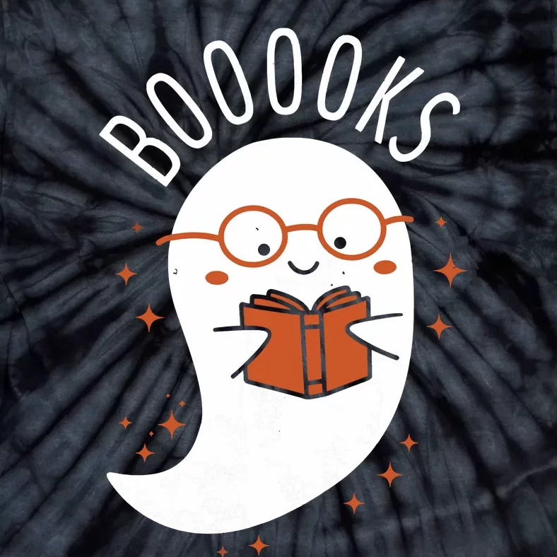 Booooks Ghost Funny Halloween Teacher Book Library Reading Tie-Dye T-Shirt