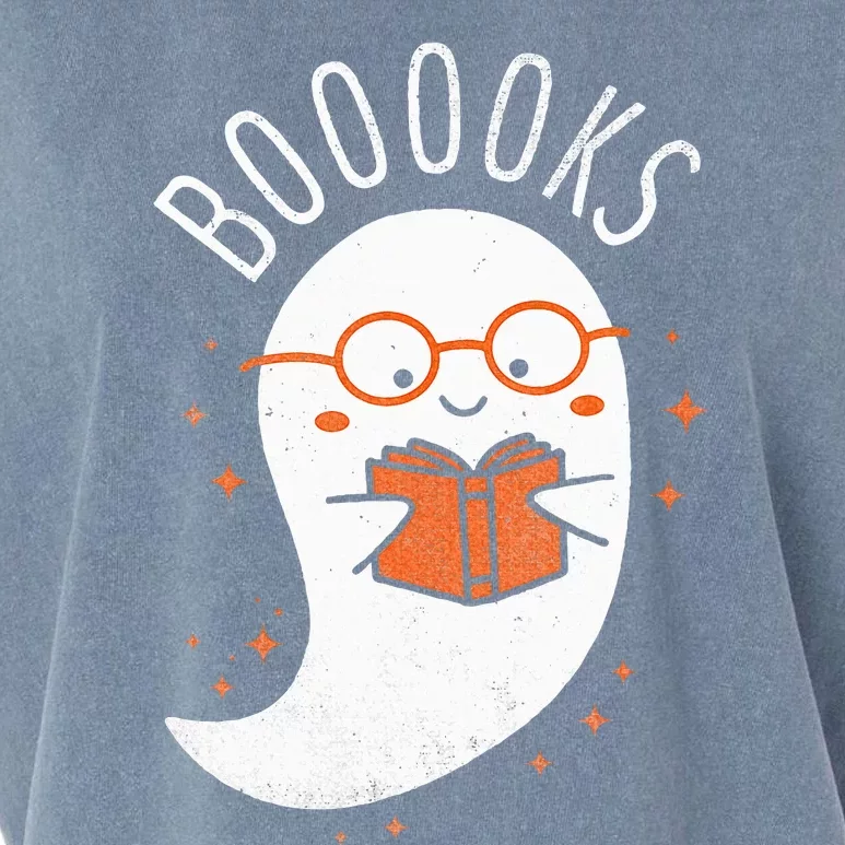 Booooks Ghost Funny Halloween Teacher Book Library Reading Garment-Dyed Women's Muscle Tee