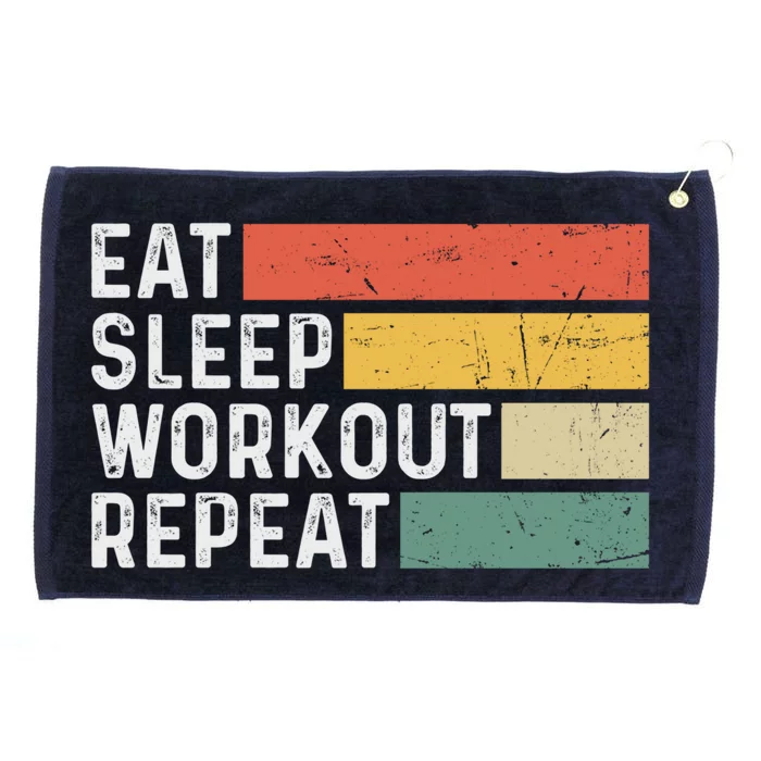 Bodybuilder Gym Funny Vintage Cute Gift Eat Sleep Workout Repeat Gift Grommeted Golf Towel