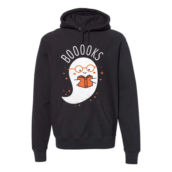 Booooks Ghost Funny Halloween Teacher Book Library Reading Premium Hoodie