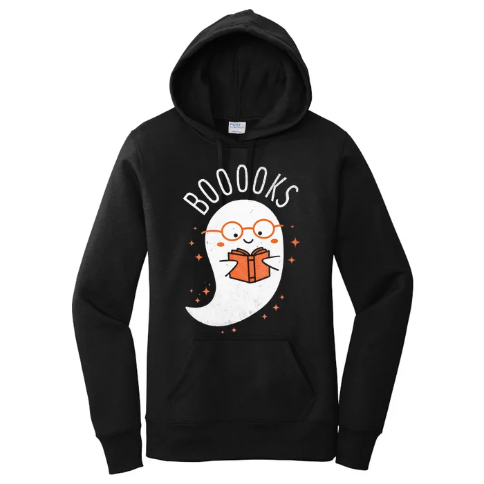 Booooks Ghost Funny Halloween Teacher Book Library Reading Women's Pullover Hoodie