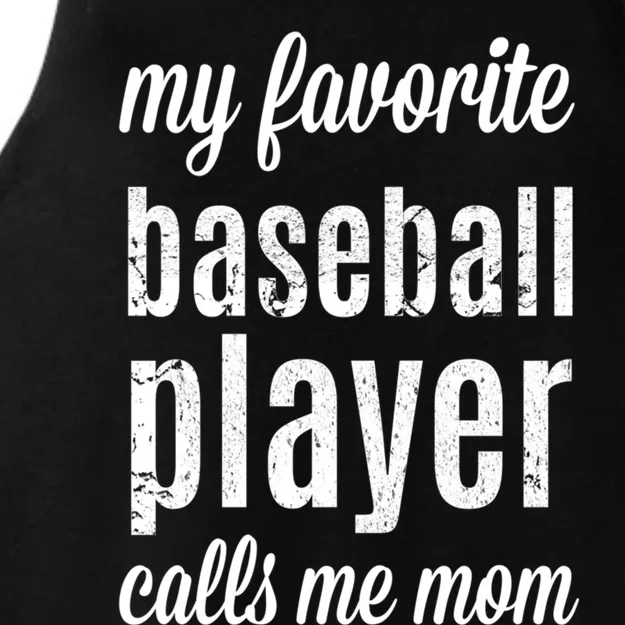 Baseball Gift For Moms: My Favorite Player Calls Me Mom Ladies Tri-Blend Wicking Tank