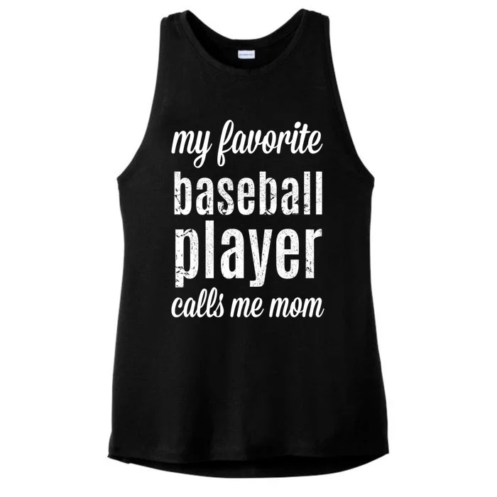 Baseball Gift For Moms: My Favorite Player Calls Me Mom Ladies Tri-Blend Wicking Tank