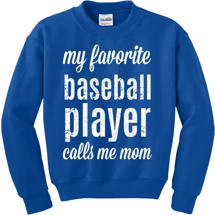 Baseball Gift For Moms: My Favorite Player Calls Me Mom Kids Sweatshirt