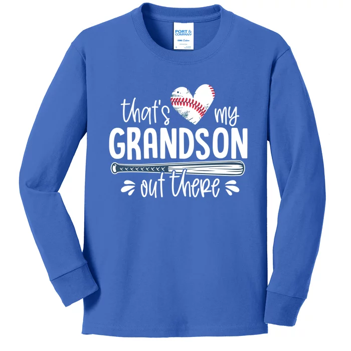 Baseball Gift For Grandparents That's My Grandson Out There Cute Gift Kids Long Sleeve Shirt