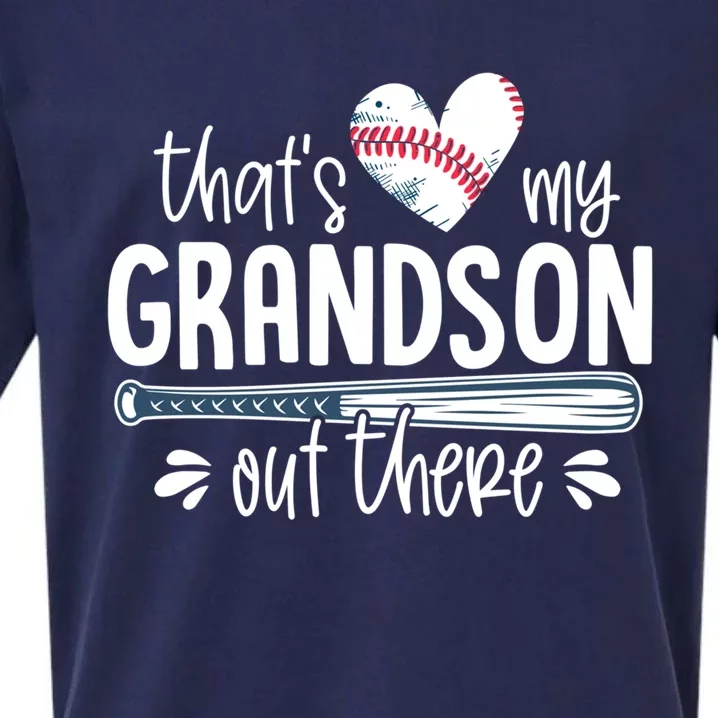 Baseball Gift For Grandparents That's My Grandson Out There Cute Gift Sueded Cloud Jersey T-Shirt