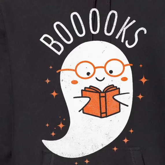 Booooks Ghost Funny Halloween Teacher Book Library Reading Premium Hoodie