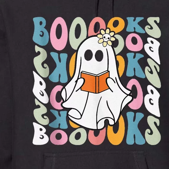 Booooks Ghost Funny Halloween Teacher Book Library Reading Premium Hoodie