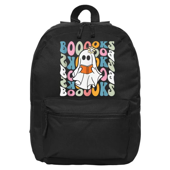 Booooks Ghost Funny Halloween Teacher Book Library Reading 16 in Basic Backpack