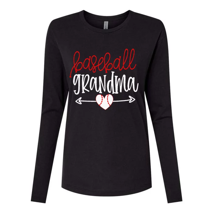 Baseball Grandma From Grandson Arrow Cute Heart Game Womens Cotton Relaxed Long Sleeve T-Shirt