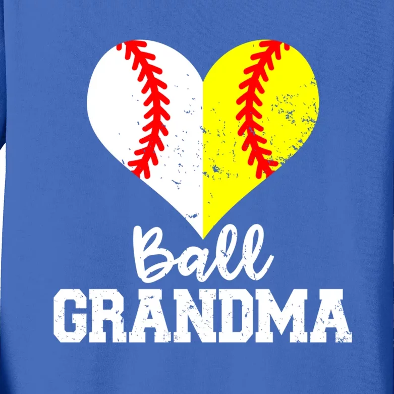 Ball Grandma Funny Baseball Softball Grandma Gift Kids Long Sleeve Shirt