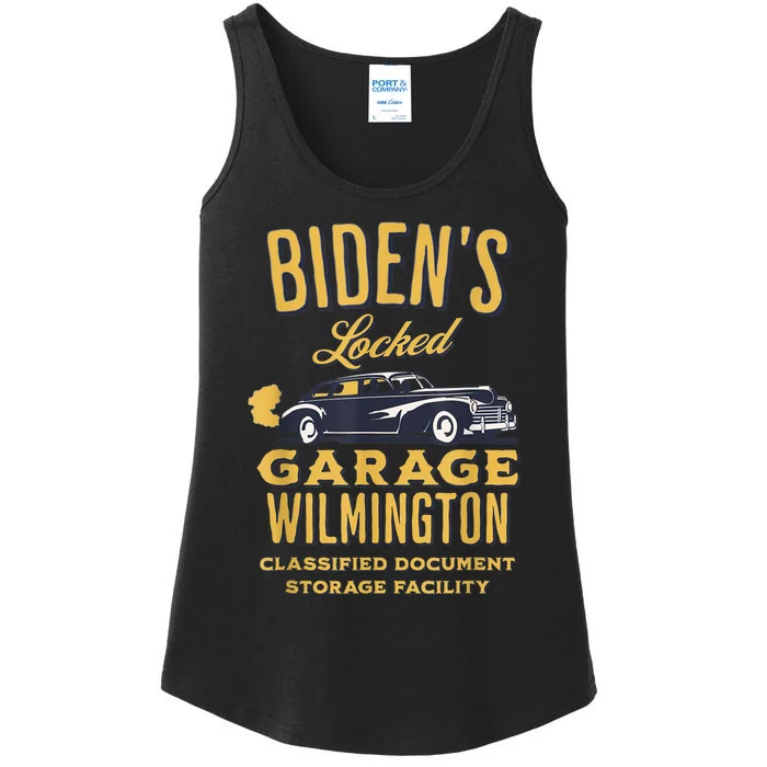 Biden's Garage Funny AntiBiden Political Joke Garage Sign Ladies Essential Tank